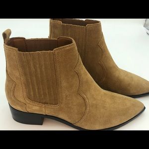 Marc Fisher Tan Leather Suede Ankle Boots